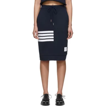 

2020 Fashion TB THOM Brand Women High Waist Slim Skirts Knee-Length Pencil Cotton Casual Sport Short Skirt