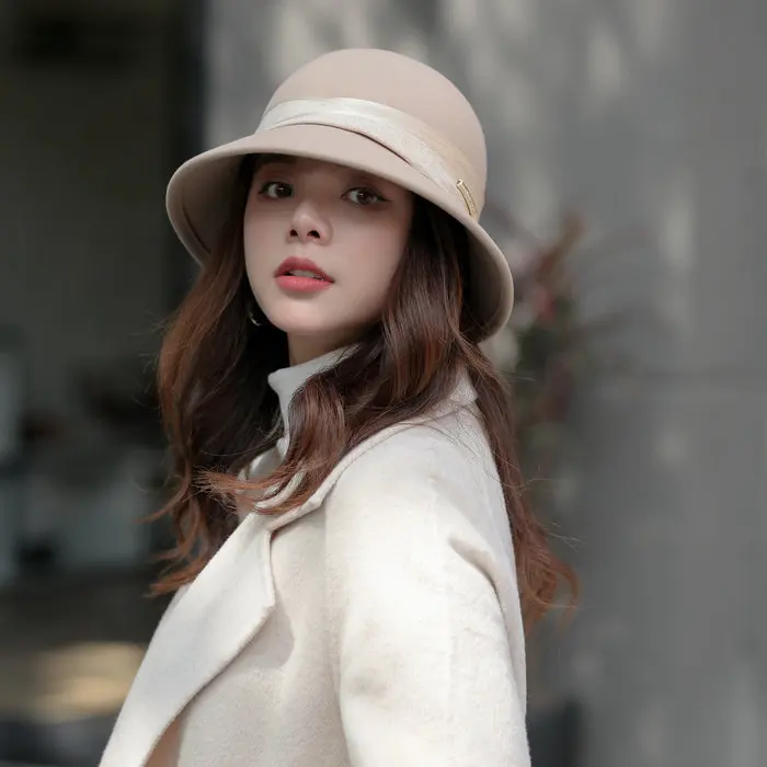 01908-jinri-прочая Зимняя шерстяная однотонная Праздничная Дамская Праздничная Кепка с покрывалом женская уличная шляпа для отдыха