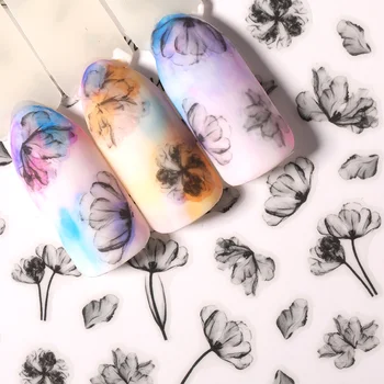 

1 Sheet 3D Floral Nail Sticker Summer Adhesive Plant Colorful Beautiful Flowers Nail Transfer Sticker Decals Nail Art Decoration