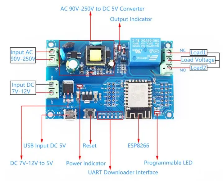 ESP8266 1/4 kanał AC 90-250V/DC 7-30V Wifi bezprzewodowy moduł przekaźnikowy ESP-12F programowalny moduł rozwoju WiFi dla IOT 8 Hb663788a1157484e89a2c8b086fc9f97a ESP8266 1/4 kanał AC 90-250V/DC 7-30V Wifi bezprzewodowy moduł przekaźnikowy ESP-12F programowalny moduł rozwoju WiFi dla IOT