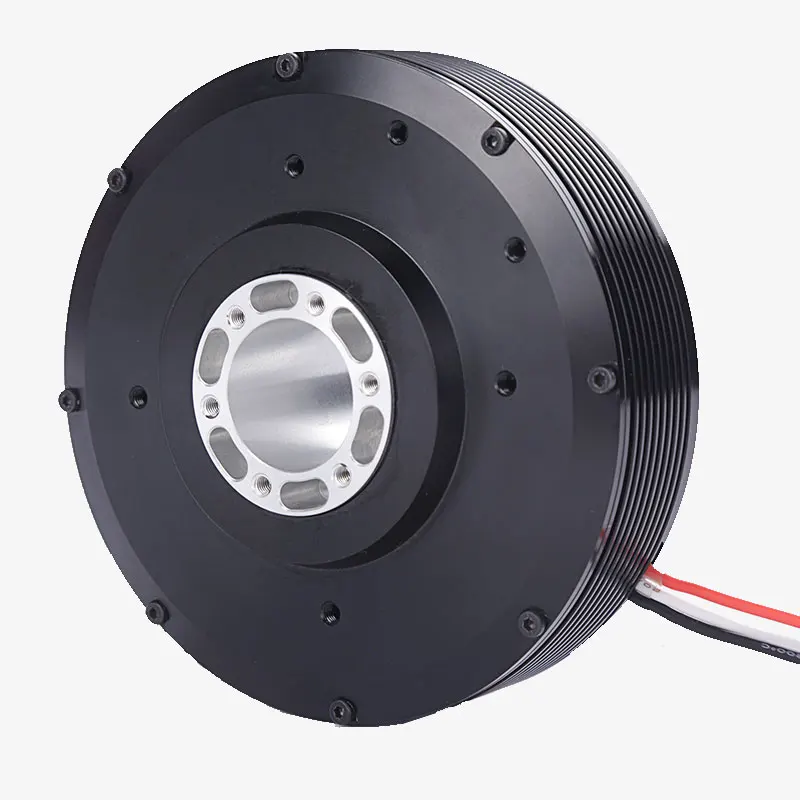 HT100 Brushless DC Motor With Large Hollow Design Pancake Motor 24v High Torque Pan Tilt Rotor