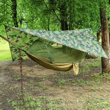 Outdoor Portable Hammock with Mosquito Net and Rain Fly Camping Backpacking Bug Hammocks and Netting Parachute Hammock Canopy