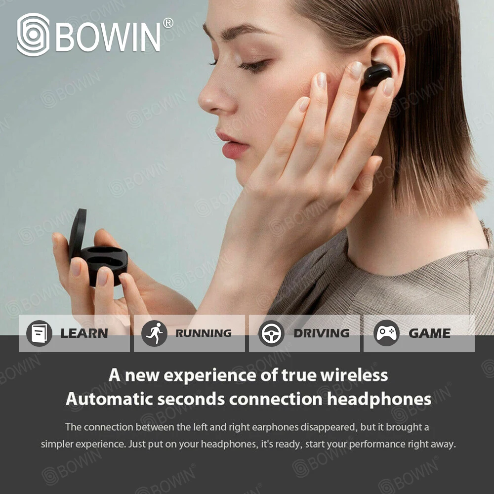 BOWIN Microphone game A6S TWS noise reduction 3D Sound waterproof Wireless Bluetooth 5 0 headset Sport For All Smart Phone