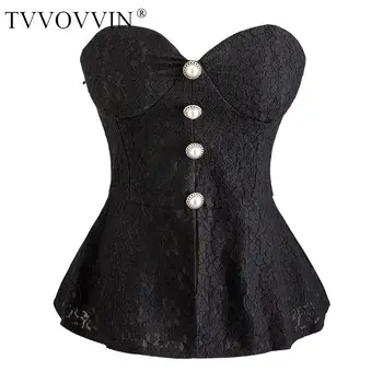 

TVVOVVIN 2020 New Patchwork Lace Tank Tops Button Casual Single-breasted Embroidery Sexy Fashion Vintage Streetwear A363