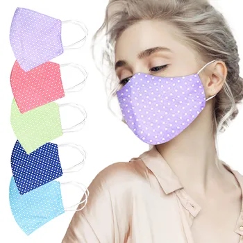 

Washable And Reusable Cotton Mask With Polka Dot E-lements Safety Mouth Cover Woman Scarf Dot Printing Breathable mascarillas