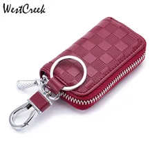 Новые кожаные автомобильные смарт-кошельки для ключей, клетчатый держатель для ключей, органайзер, чехол, унисекс, брелок на молнии, сумка для ключей