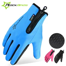 ROCKBROS, флисовые теплые зимние перчатки для велоспорта, длинные перчатки с сенсорным экраном, спортивные перчатки, ветрозащитные велосипедные перчатки