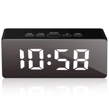 

Digital Alarm Clock,Alarm Clocks for Bedrooms,LED Alarm Clock with Mirror Function,USB Port Charging,Battery Powered,Snooze,Temp