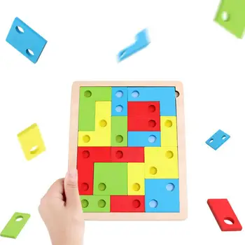 

Wooden Tangram Jigsaw Puzzles Board Game Brain Teaser Educational Children Toy New