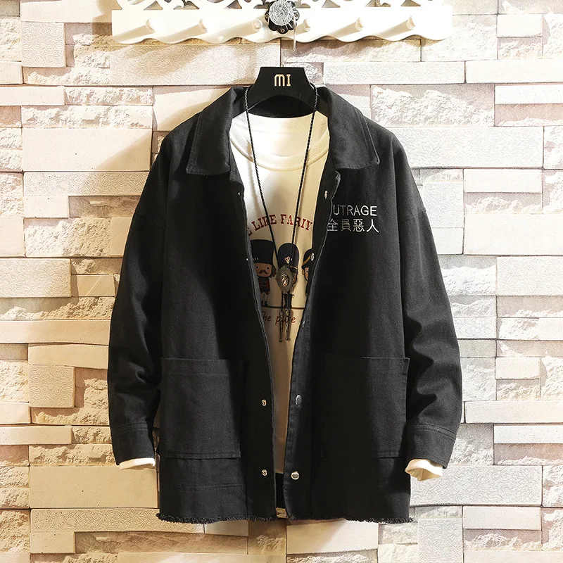 

2019 New Style Japanese-style Large Size MEN'S Coat Autumn Embroidery Loose-Fit Washing Jacket Men'S Wear