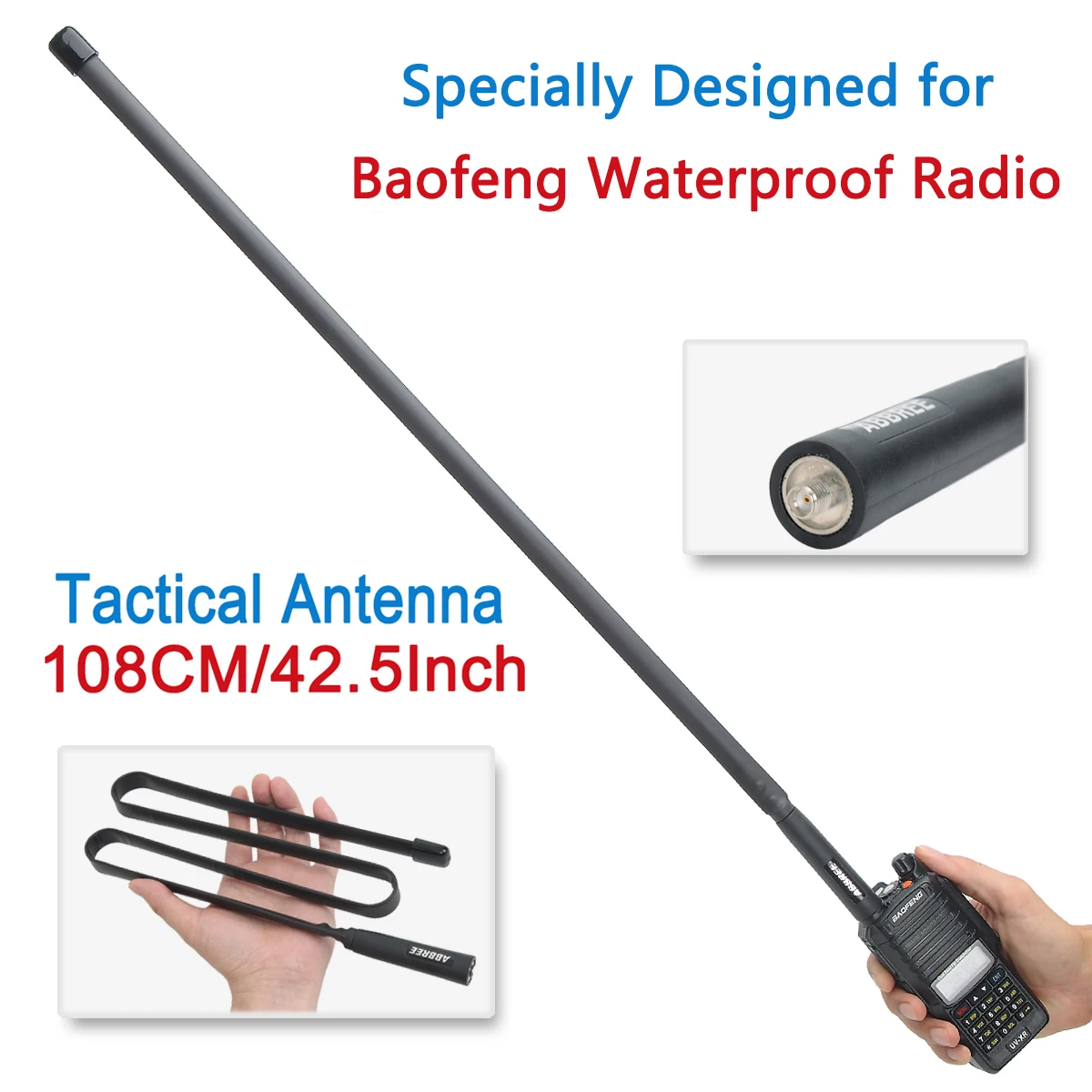 ABBREE AR-152 SMA-hembra VHF UHF táctico antena para Baofeng UV-9R más UV-XR BF-9700 impermeable Walkie Talkie Radio de dos vías