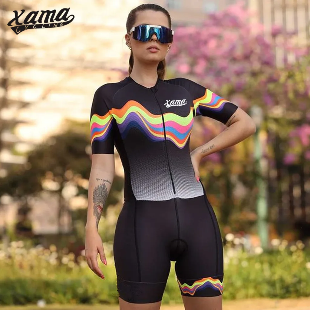 

Xama Cycling Women's Short Sleeve Bicycle Speedsuit Roupas Femininas Com Frete Gratis Mtb Road Bike Clothing Jumpsuit Trisuit