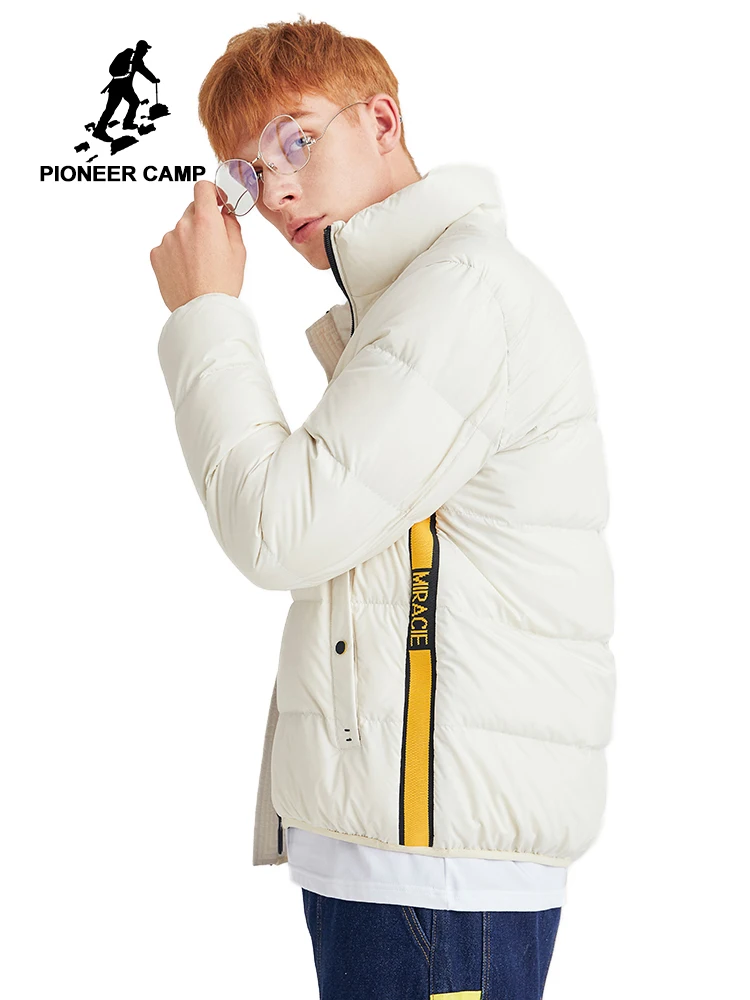 Мужской пуховик на молнии Pioneer Camp стильная теплая однотонная куртка без капюшона