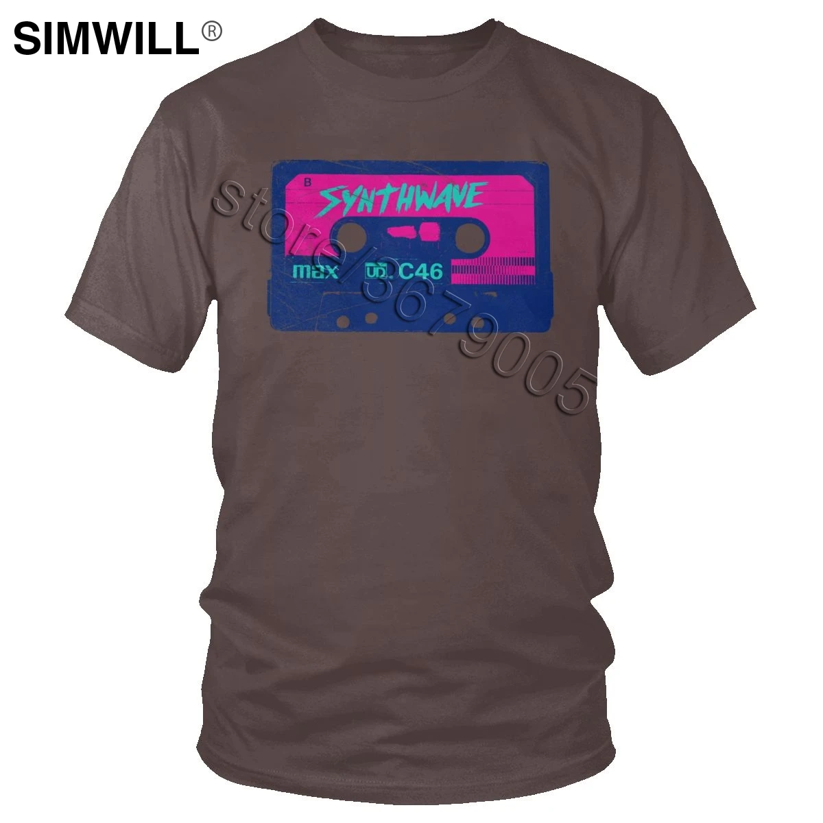 Мужская футболка с синthwave Retrowave, Винтажная футболка с лазерным приводом, футболка с коротким рукавом, хлопковая Футболка с графическим принтом, модная одежда - Цвет: Коричневый
