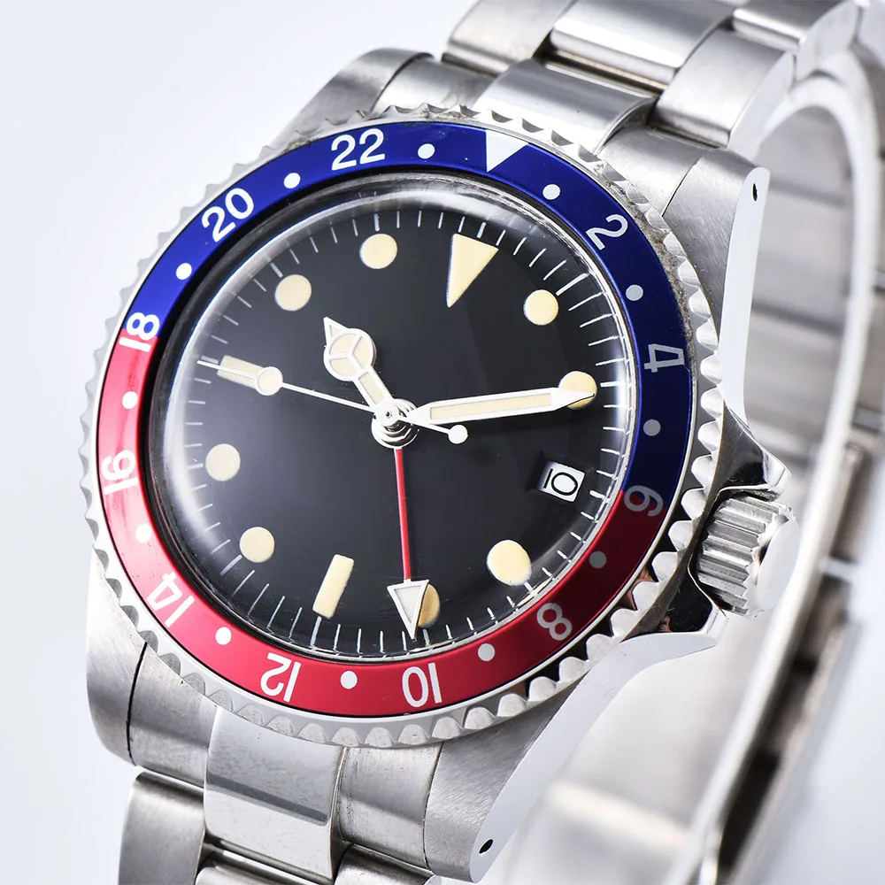 Часы GMT автоматический механизм 40 мм стальной корпус механические часы