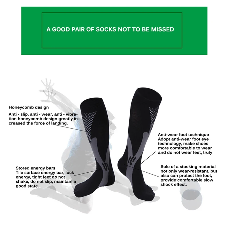 Compression Socks Sports Elastic Breathable Comfortable Non-Slip Outdoor Cycling Climbing Skiing Equipments Men Women Long Socks