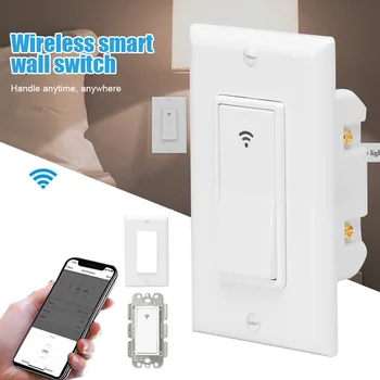 

AMS-Smart Switch WiFi Mobile Phone Remote Control 2.4GHz WiFi Wall Home Switch for Alexa/Google Home