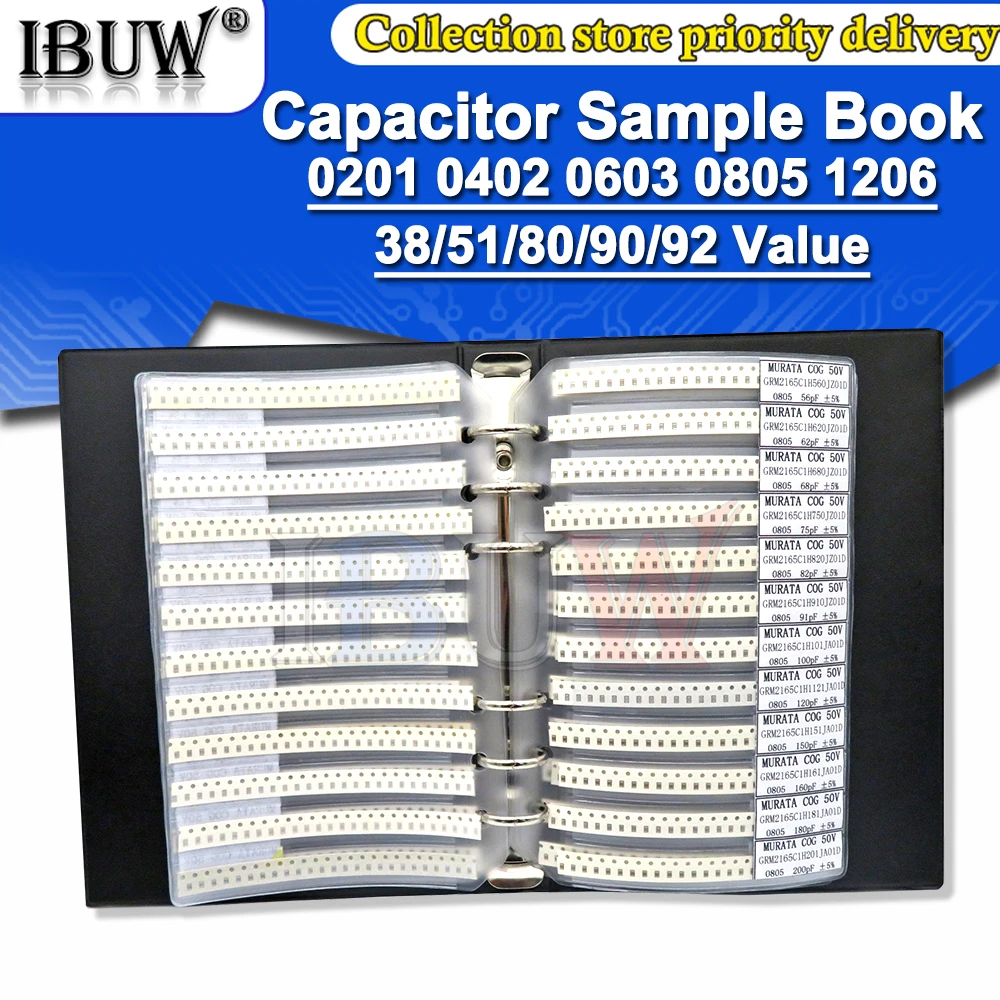 950PCS 2550PCS 4500PCS 0201 0402 0603 0805 1206 Capacitor sample book