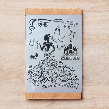 

A4 Wedding Dress Bride Sweet Baby DIY Layering Stencils Painting Scrapbook Coloring Embossing Album Decorative Template 29*21cm