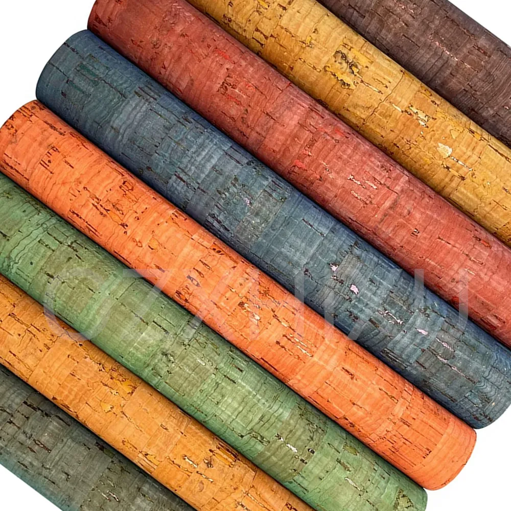 Colored Cork Faux Leather Sheets 2pcs Natural Wood Printed Fabric for Making Earrings Bags Craft Bows Accessories DIY Decor self adhesive cork sheets