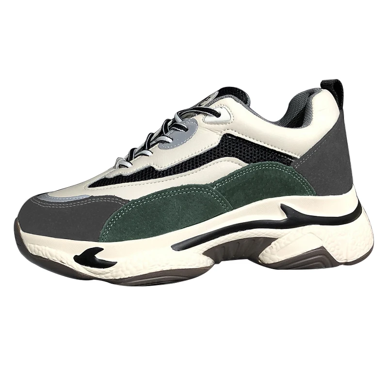 Mobetty/кожаные кроссовки зеленого и черного цвета на толстой подошве Женская обувь