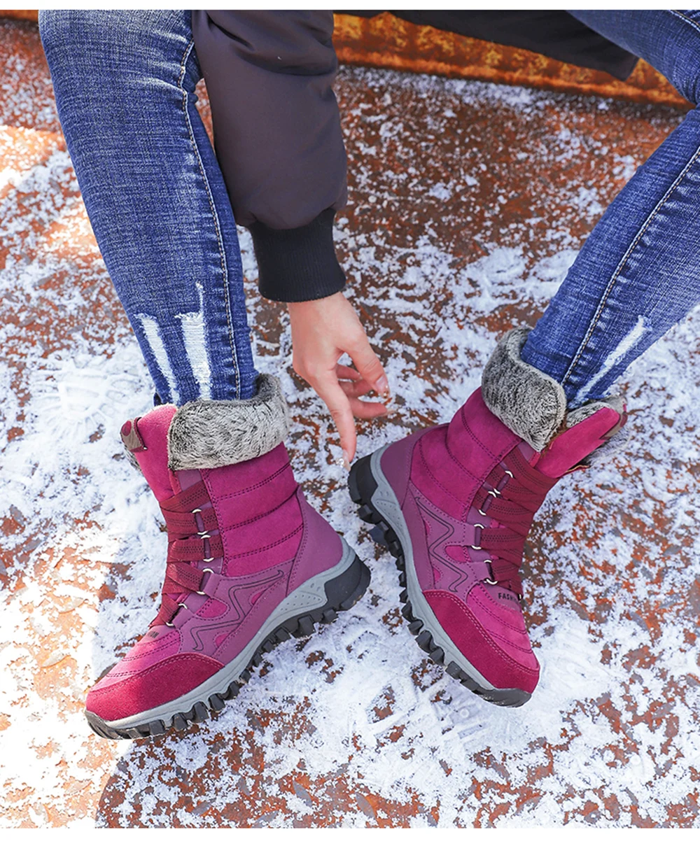 Женские зимние походные треккинговые ботинки, кроссовки для женщин, теплые альпинистские горные ботинки для женщин