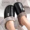 Men's slippers Home Winter Indoor Warm Shoes Thick Bottom Plush  Waterproof Leather House slippers man Cotton shoes 2021 New 6