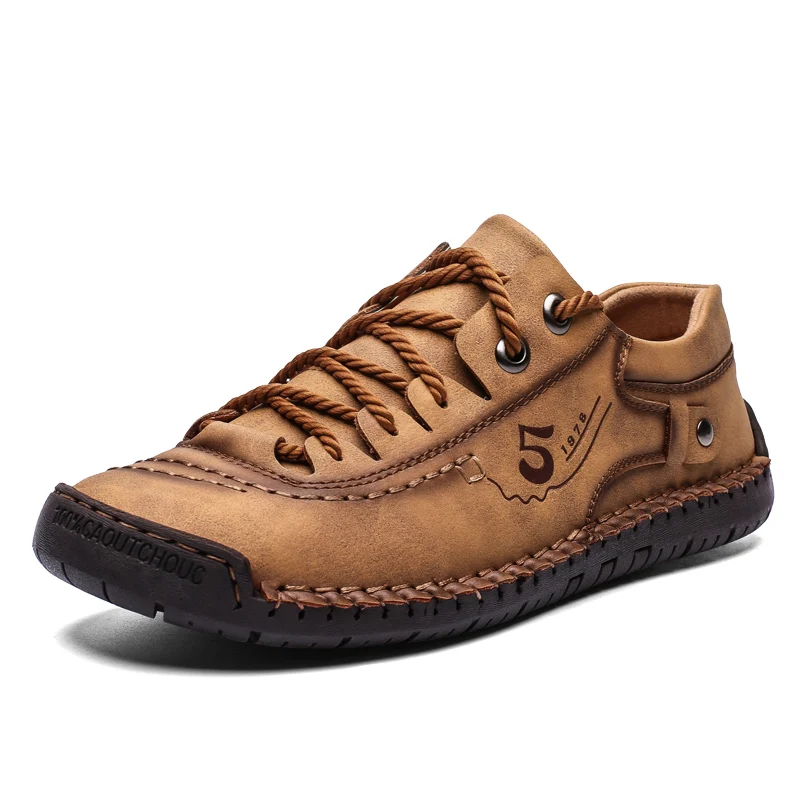 

Men Casual Leather Shoes 2021 Spring Fashion Male Breathable Zapatos Tennis Homme Boys Walking Footwear Brown Black Plus Size 48