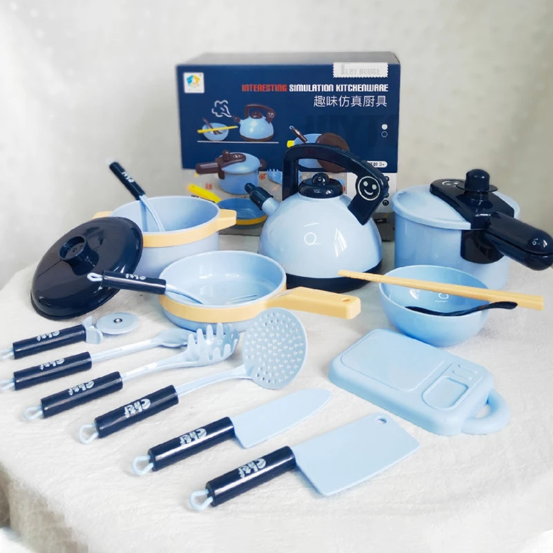 

16pcs Children Kitchen Toy Cookware Pot Pan Kids Pretend Cook Play Toy Simulation Kitchen Utensils Toys Children Christmas Gift