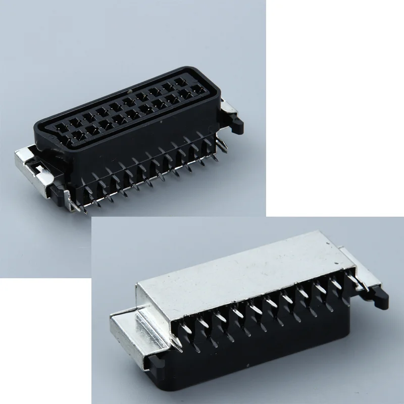 CS 107 B PBE 21Pin way SCART Jack set top box STB Scocket Connector с щиткой dual row pcb mount|Коннекторы и разъёмы| |