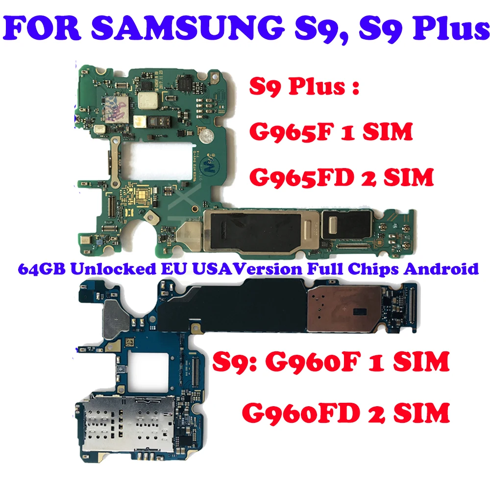 Оригинальная материнская плата для Samsung Galaxy S9 Plus G965F G965FD G960F G960FD две Sim карты 64 ГБ 128