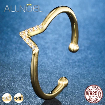 

ALLNOEL 925 Silver Adjustable Rings for Women Zircon Diamond Ring Engagement Ring set Fine Jewelry Romantic Silver 925 Jewelry