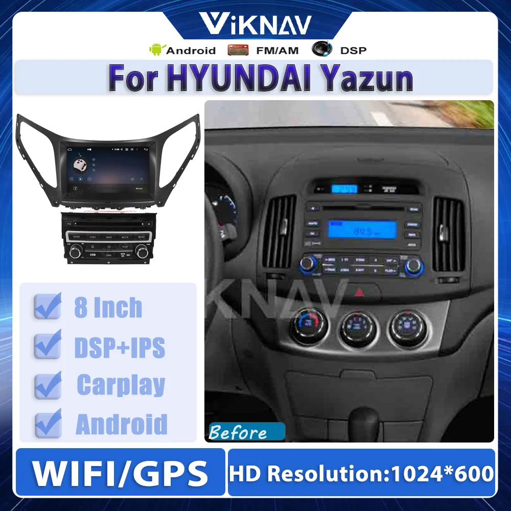 

Android 10 4+128GB For HYUNDAI Yazun Car IPS Touch Screen Radio Car Multimedia Player With DSP Carplay GPS Navigation System