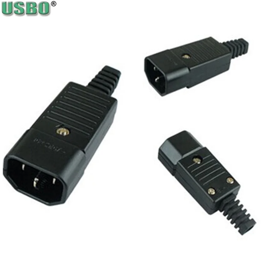 Черный медный кабель питания CE IEC320 C13 C14 C15 разъем PDU для переменного тока вилка