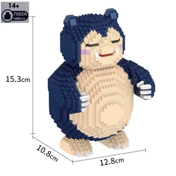 

Cartoon Mini Blocks DIY Building Bricks Children Anime Snorlax Auction Model Toys For Kids Gifts Girls Present