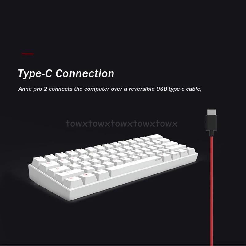  Anne Pro2 60% Bluetooth 4.0 Type-C RGB 61 Keys Mechanical Gaming Keyboard Cherry Switch Gateron Swi