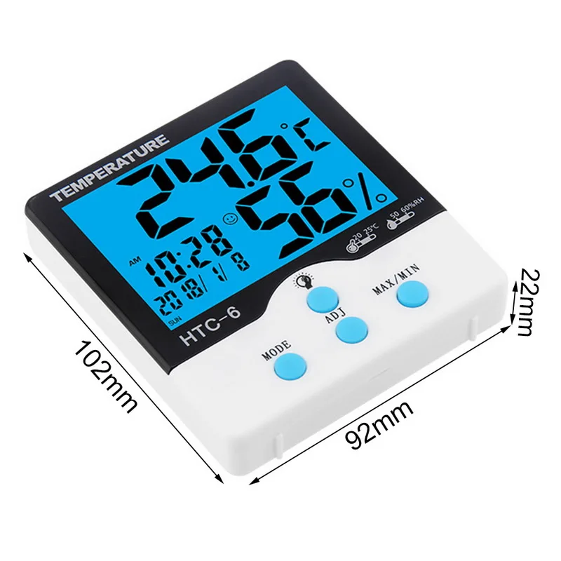 Крытый Открытый ЖК цифровой измеритель температуры и влажности HTC-6 HTC-8 гигрометр термометр метеостанция с часами комната