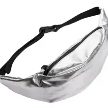 Solid Silver belt bag women leather bags PU cordura military waist bag bolsa cintura pouch fanny packs sac tour de taille