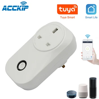 

ACCKIP 1/2PC Smart Plug Wifi Smart Socket Basic Tuya APP Remote Control UK Plug Adapter Timing Function Energy Monitoring
