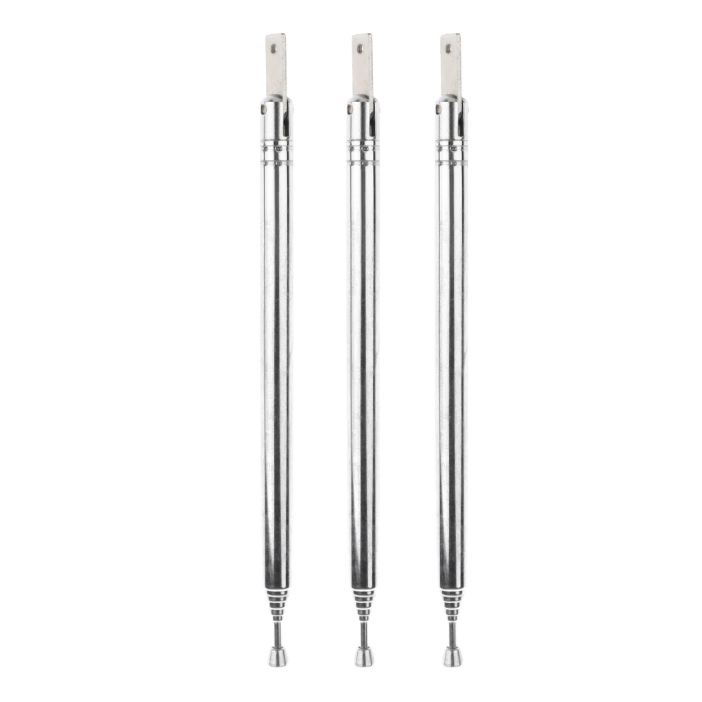 Premium Radio Stainless Steel Replacement Telescopic Antenna 7 Section (Pack of 3)