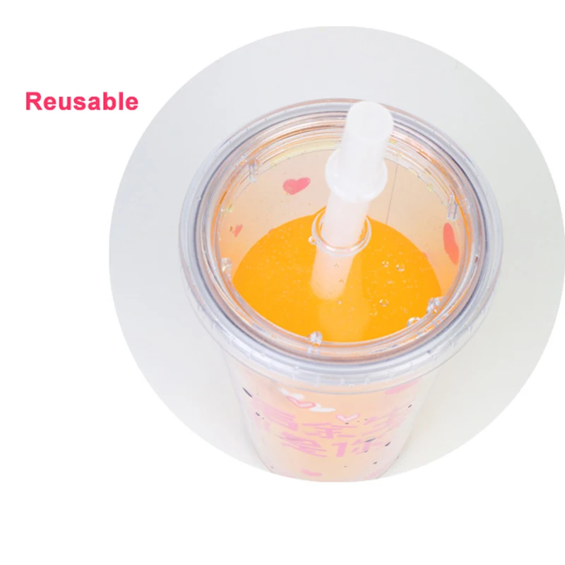 500 мл пузырьковый чай стакан портативный пластиковый стакан с соломинкой многоразовая пластиковая чашка для Пузырькового чая boba стакан