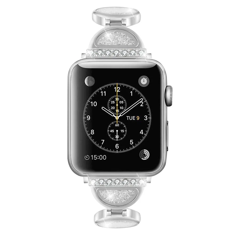 Зыбучие пески Алмазный ремешок для Apple Watch, ремешок для женщин, металлический ремешок из нержавеющей стали 22 мм, Ремешки для наручных часов для iwatch 1 2 3 4, Замена