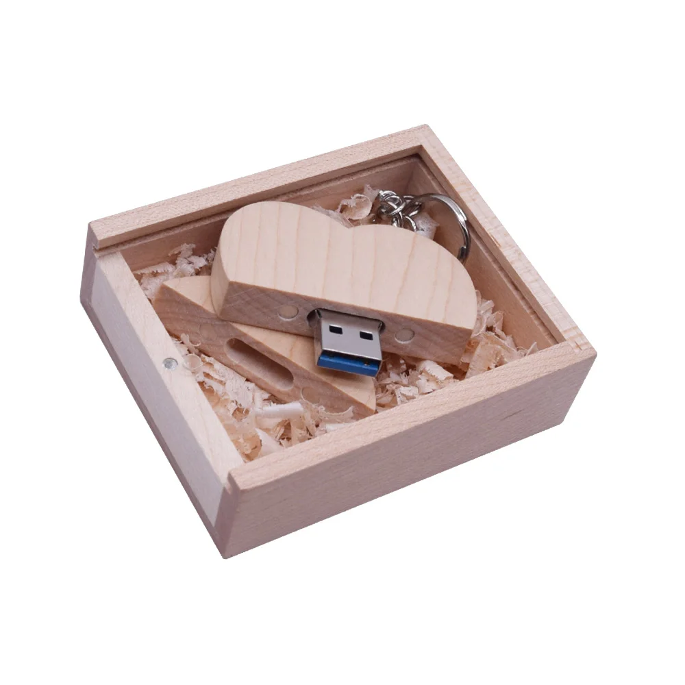 Более 10 шт. бесплатный логотип) Сердце Деревянный+ коробка Usb флеш-накопитель флэш-диск карта памяти 8 г 32 г 64 г Usb 3,0 свадебные подарки - Цвет: maple-box