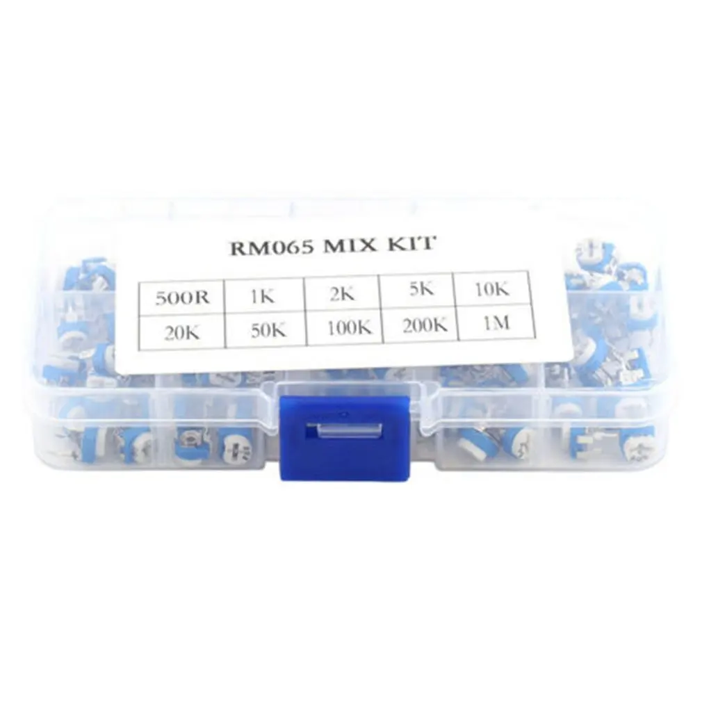 

100Pcs RM065 Trimpot Potentiometer Assortment Kits 10 Values Variable Resistor Vertical Adjustable Resistor Kit
