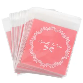 

100 PCS Lovely Cute Bowknot OPP Self Adhesive Cookie Bakery Candy Biscuit Roasting Treat Gift DIY Plastic Bag (Purple)10*10cm