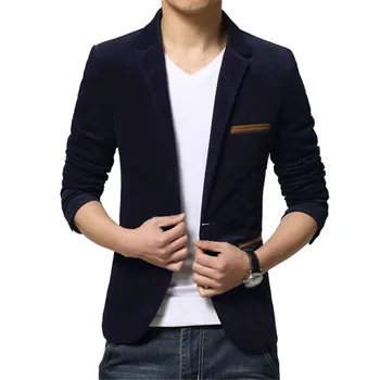 

2020 stylish men's slim blazer formal blazer one-button casual jacket long continuation jacket autumn winter