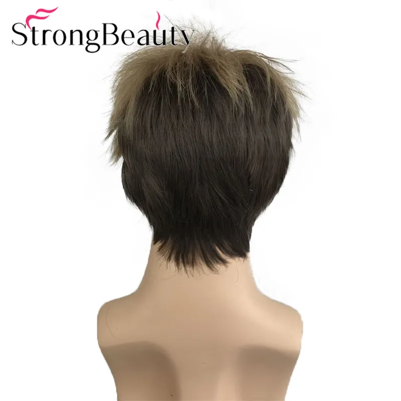 StrongBeauty короткий мужской парик поддельные синтетические пушистые Топ Золотой парик для парня мужские волосы косплей парики