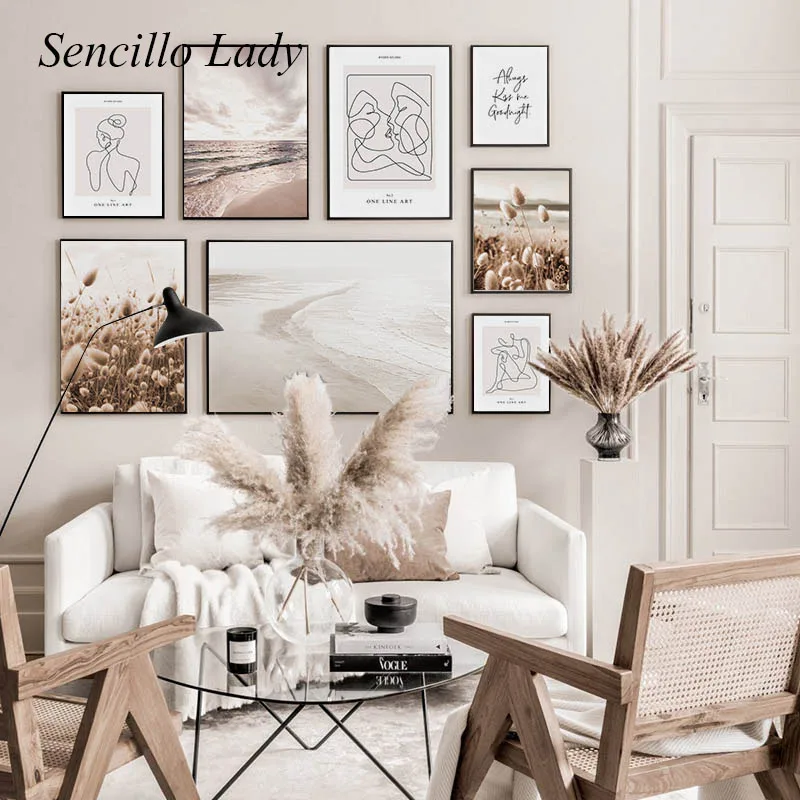 

Bohemia Style Nature Landscape Canvas Painting Beach Sunset Scandinavian Poster Nordic Art Print Wall Picture Home Decoration