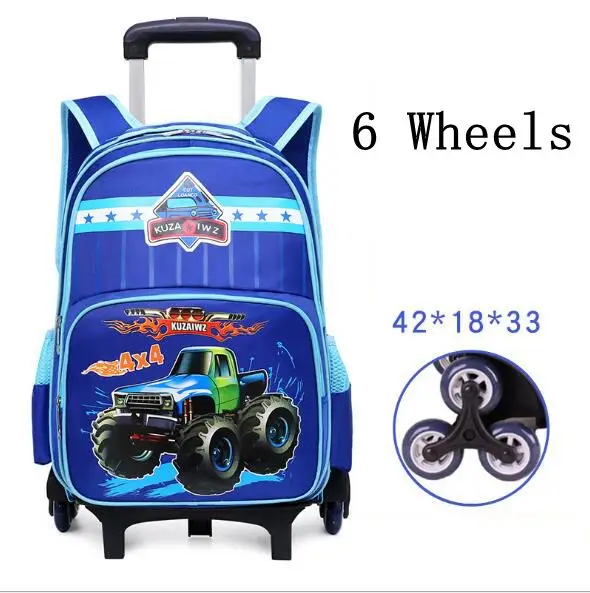 6 wheels Колесный Рюкзак для школы, сумка с колесами, детские сумки-тележки для школы для детей, школьный рюкзак на колесиках, сумки для детей, Mochilas - Цвет: 6 wheels