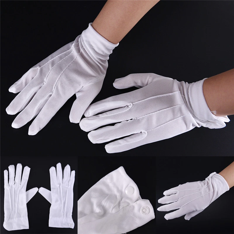 1Pair White Cotton Gloves Work Uniform Catering Uniforms Magician Parades Inspection Five-fingers Women Men's Work Gloves new winter gloves for men